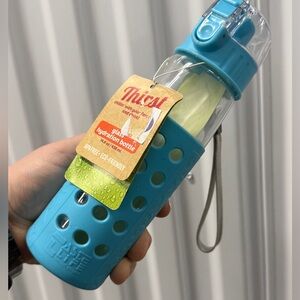 Blue Glass Hydration Bottle with Sleeve